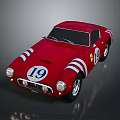 Red Vintage Racing Car With White Stripes And Number 19 Classic Design