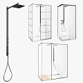 Modern Bathroom Combos With Glass Shower Enclosures And Hanging Storage Units