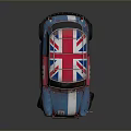 Rusty Small Car With Union Jack Stripes Number 11 And Black Wheels