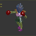 Game Movie Character In Purple Dress With Red Boxing Gloves And Spiky Head Fighting Pose