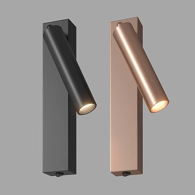 Modern Cylindrical Wall Lights With Black And Copper Finish For Warm Illumination 3d model