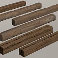 Various Natural Wooden and Stone Columns with Rough Surface and Wood Grain Texture