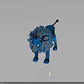 Futuristic Blue Mechanical Lion With Geometric Mane And Reflective Metallic Surface