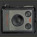 Retro Vintage Black Camera with Leather Texture Lens and Control Buttons