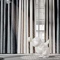 Elegant Curtain Design With Gray And White Panels Floor Lamp And Window Blinds