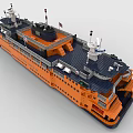 Orange and Blue Building Blocks Ship Model with Antennas Deck and Cabin Structures 3d model