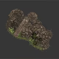 Modern Natural Scene With Stacked Stone Pile Green Plants And Grass