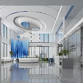 Contemporary Minimalist Sales Office Interior Featuring Starry Ceiling Comfortable Sofas And Exquisite Indoor Green Landscapes