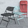 Stylish Indoor Folding Leisure Chairs With Perforated Design In Black Light Blue And Red
