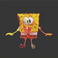 Yellow Smiling SpongeBob SquarePants Cartoon Character With Open Arms And Black Shoes