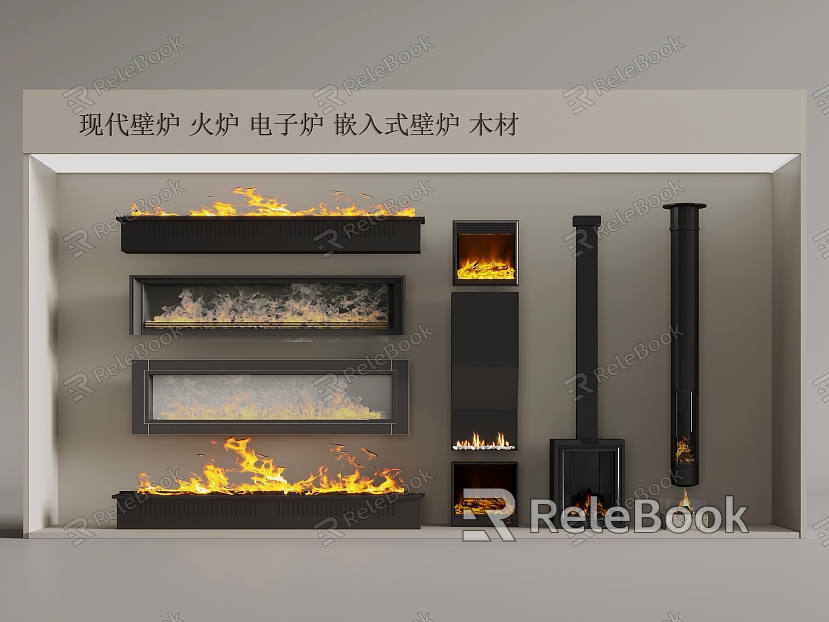 Modern Fireplace Stove Electronic Stove Embedded Fireplace Wood model