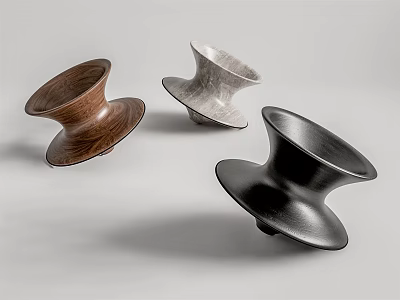 Modern Accent Chairs Featuring Unique Spinning Top Design In Brown Gray And Black 3d model