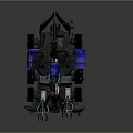 Armored Military Vehicle With Heavy Weapon System Multiple Wheels And Blue Mechanical Details