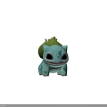 Cute Blue Reptile with Green Plant Back Structure and Big Orange Eyes