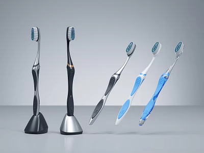 Stylish Modern Toothbrushes With Various Designs And Colors For Daily Cleaning Products 3d model