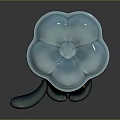 Cute Cartoon Character Creature With Gray Body Yellow Eyes And Light Blue Cloud Shaped Lid