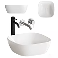 Modern Minimalist White Vessel Washbasin With Chrome Faucet And Bathroom Fixtures