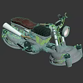 Custom Silver Motorcycle With Red Seat Black Handlebars And Metallic Engine Details