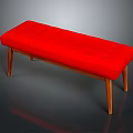 Outdoor Chair With Red Padded Seat And Wooden Legs For Patio Garden Simple Design