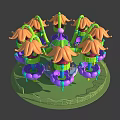 Rotating Flower Shaped Amusement Ride With Colorful Purple Orange Green Seats For Kids Playground