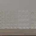 White Partition with Various Geometric Hollow Patterns and Square Circle Designs 3d model