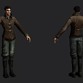 Game and Movie Character Wearing Brown Coat Blue Jeans and Long Boots 3D Model