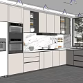 Modern Kitchen Interior Design With Light Gray Cabinets Marble Counter And Stainless Steel Appliances