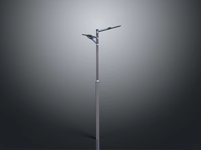 Modern Street Light Design With Two Lamp Heads And Metallic Pole 3d model