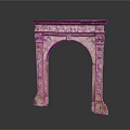 Stone Fireplace Mantel With Carved Arch Design And Intricate Decorative Details