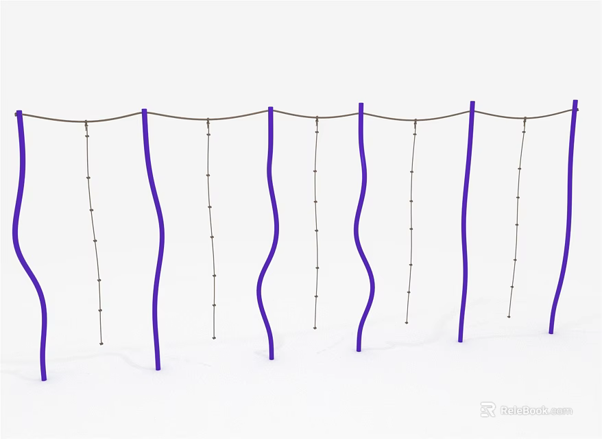 Sports Equipment Purple Climbing Frame Featuring Curved Supports Horizontal And Vertical Ropes 3d model 