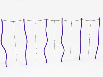 Sports Equipment Purple Climbing Frame Featuring Curved Supports Horizontal And Vertical Ropes 3d model