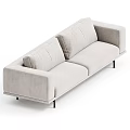Modern Two Seater Sofa With Textured Linen Fabric Light Beige Metal Legs