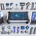 Modern Public Facilities With High Tech Interactive Kiosks And Digital Displays 3d model