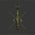 Military Helicopter With Green And Orange Fuselage Rotor Blades And Modern Design