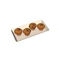 Freshly Baked Four Delicious Golden Muffins on White Rectangular Tray 3d model