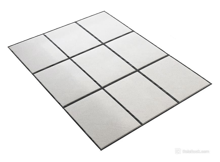 Square Carpet With Modern Geometric Design Gray Square Tiles And Black Borders 3d model 