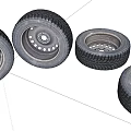 Car Tires With Silver Rims And Deep Tread On White Background