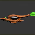 Transparent Sword With Orange Hilt And Green Accents 3D Model Design
