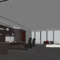 Modern Office Interior Design With Executive Desk Ergonomic Chairs And Large Windows