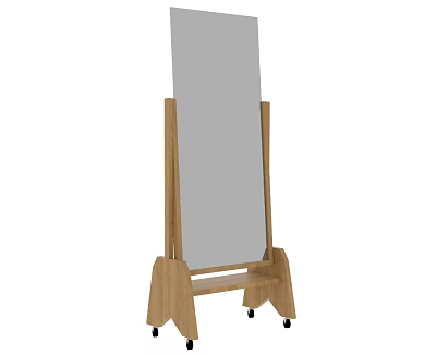 Clothing Store Popular Wood Color Mobile Fitting Mirror 3d model