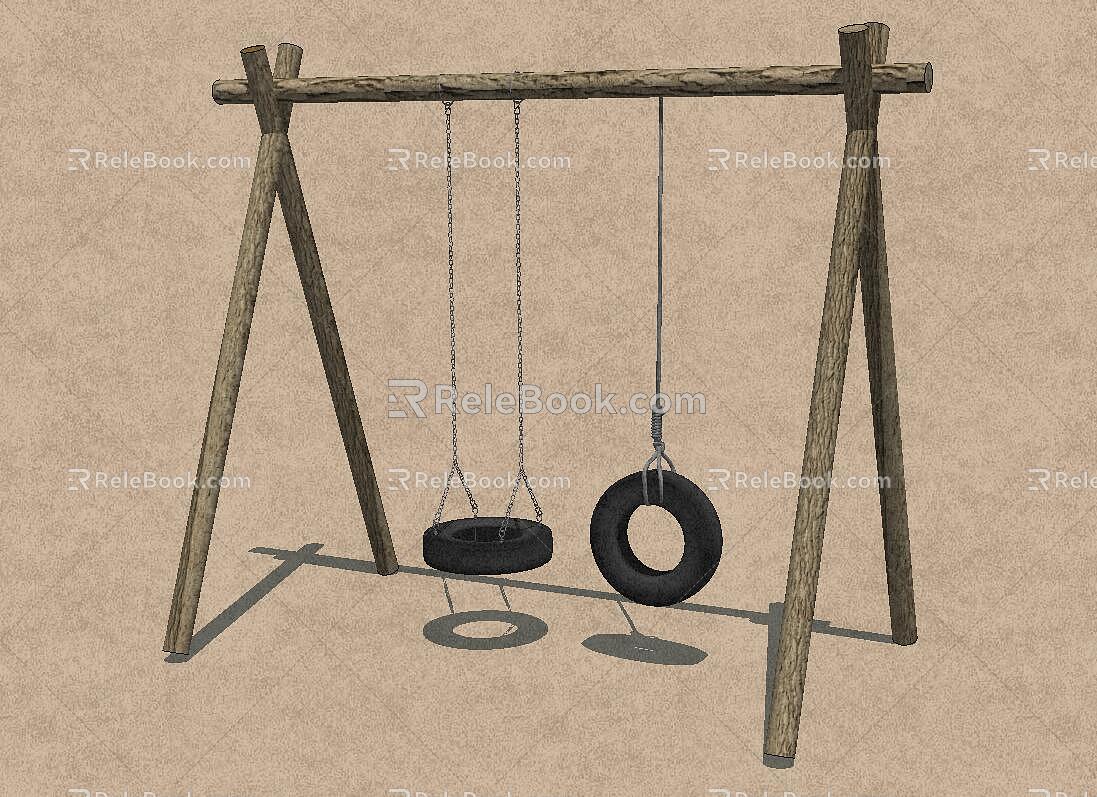 Modern Swing Country Eco Tire Swing Swing Hook Tripod 3d model