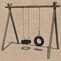 Modern Swing Country Eco Tire Swing Swing Hook Tripod 3d model