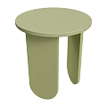 Light Green Round Top Side Table With Minimalist Flat Curved Legs Design 3d model