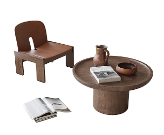 Modern round coffee table single chair 3d model