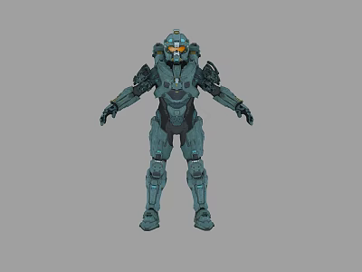 Game And Movie Character Wearing Blue Mechanical Sci Fi Armor As Futuristic Soldier 3d model