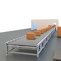 Industrial Conveyor System Transporting Orange Boxes Efficiently In Warehouse Facility 3d model
