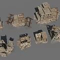 Damaged Building Components Including Collapsed Walls And Rubble In Urban Ruins
