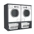 Bathroom Cabinet Rack With Two Washing Machines And Laundry Baskets Below 3d model