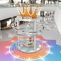 Modern Mall Interior With Central Crown Structure MYSTYLE Sign And Colorful Floor 3d model