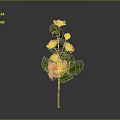 Elegant Pink Floral Arrangement With Green Leaves And Decorative Stem Design
